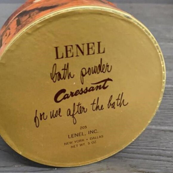 LENEL CARESSANT Bath Powder Sealed Original Box 5 oz + 1/4 oz Dram PERFUME 1970s - Picture 3 of 4